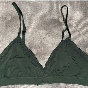 Elegant Green Lace Trim Bralette